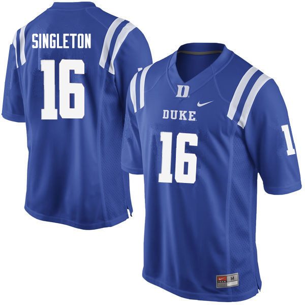 Men #16 Dylan Singleton Duke Blue Devils College Football Jerseys Sale-Blue